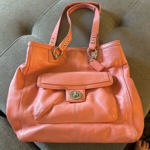 Coach pink leather handbag.